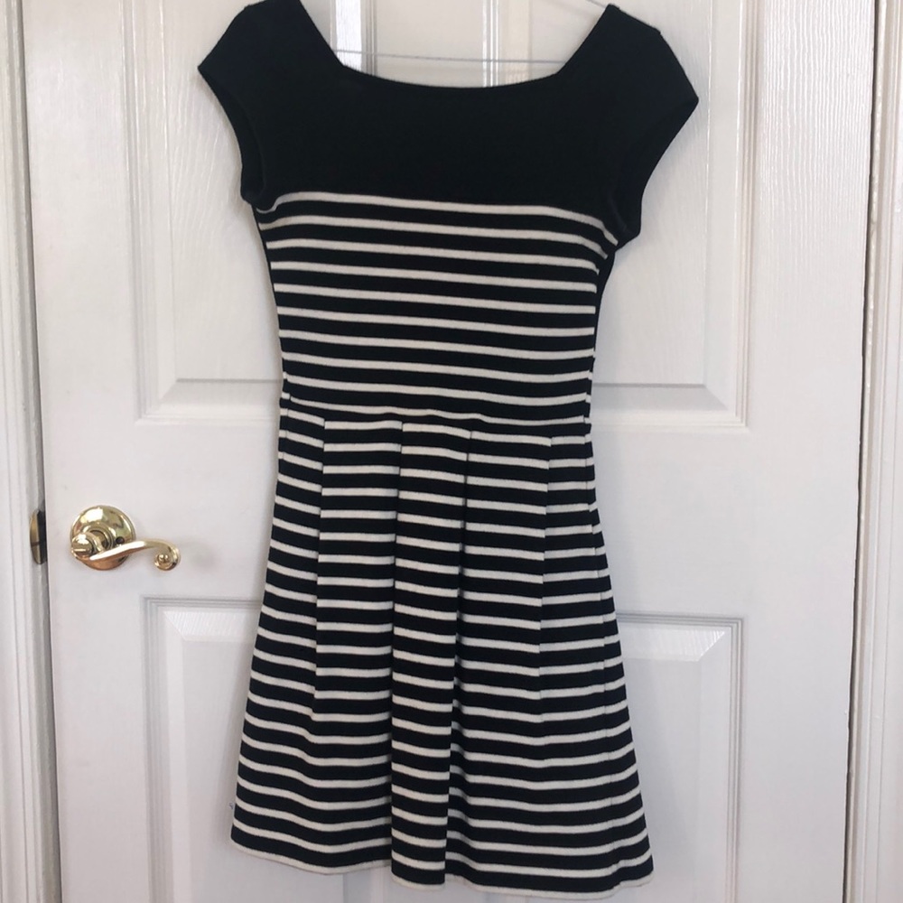 French Connection Black/ White Striped Dress